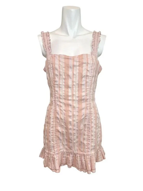 Alexis Brandy Dress Pink Striped Cotton - Size L - Picture 2 of 8